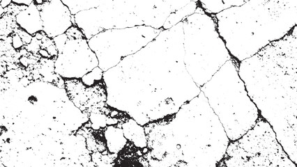 High Contrast Black and White Grunge Cracked Overlay Texture Abstract Vector Background