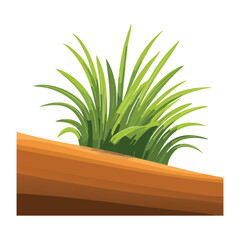 Green grass on a log, vector art