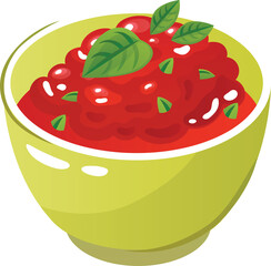 vector illustration of a tomato sauce in a bowl