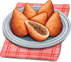 vector illustration of a deep fried food with fillings