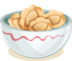 vector illustration of a bowl of deep-fried dumplings