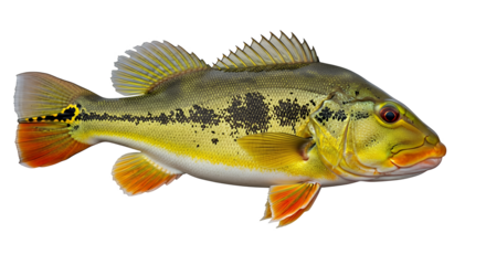 Fish isolated on white background showing natural features and aquatic details