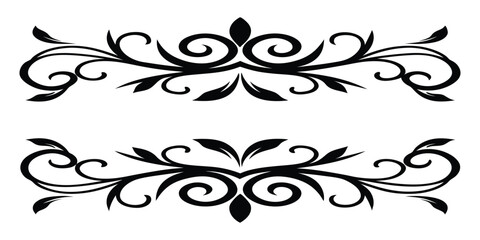 Elegant Black Floral Scrollwork Ornaments for Decorative Design Use