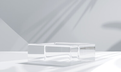 Minimal product placement background. transparent podium display for product presentation. 3d illustration
