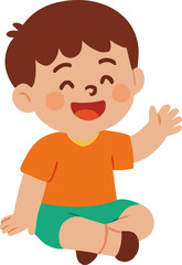 Obraz premium 양반다리 자세의 남자아이 캐릭터