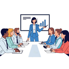 Business Team Meeting Presentation with Diverse Colleagues.