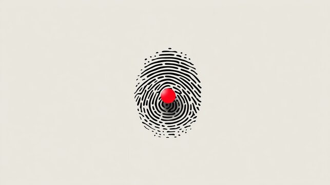 A vibrant red dot emerges from a black fingerprint design, symbolizing security and identity. - Powered by Adobe