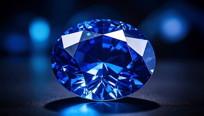 Fototapeta premium Stunning Blue Sapphire Gemstone on a Dark with Elegant Background, and Luxurious Jewelry.