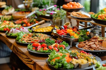 Fototapeta premium Buffet food catering food party at restaurant