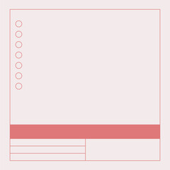 Obraz premium Pink activity log table frame, minimal line art design vector