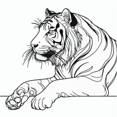 Decorative Tiger Line Art for Coloring Page