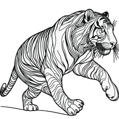 Fototapeta premium Decorative Tiger Line Art for Coloring Page