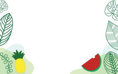 frame with watermelon and pineapple