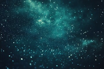 Fototapeta premium Starry sky background, green night sky full of stars, glowing stars in the dark space, starry background, dark night, stars in the distance, starlight, dark background with a green glow, night sky. 