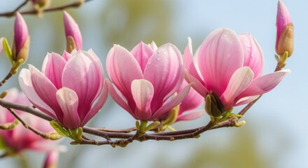 Fototapeta premium Pink Magnolia Blossoms In Spring