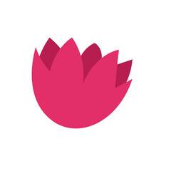 2d Flat pink flower bud with pointed petals, minimal vector style, perfect for spring floral designs, invitations, and botanical decorative illustrations.