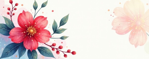 Obraz premium Abstract watercolor floral vector background Minimalist line art design , flower, botanical