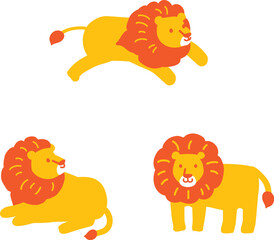 ライオン　イラストセット