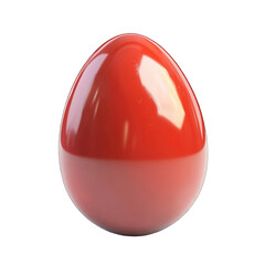 A glossy, red egg, rendered in 3D, shows a gradient of lighter red at its bottom.  The egg is centered against a black background