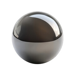 A highly polished, dark sphere reflects a blurred, light-toned environment, showcasing its smooth, reflective surface and subtle gradient