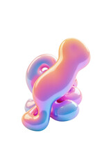 Abstract shape composed of flowing, iridescent forms.