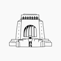 Voortrekker Monument South Africa doodle illustration vector