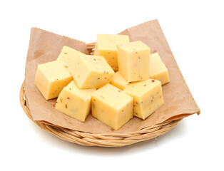 Piece of cheese isolated on a white background