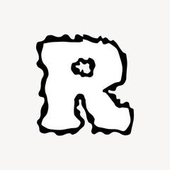 R letter, white abstract English alphabet vector