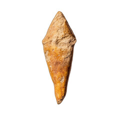 A pointed, light brown stone artifact