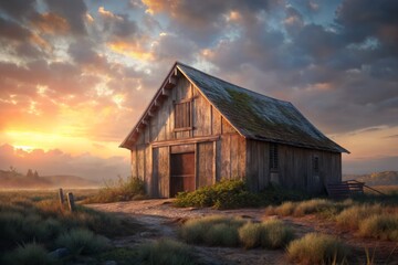 Rustic Barn at Sunset