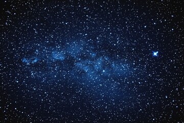 Obraz premium Starry sky background, blue night sky full of stars, glowing stars in the dark space, starry background, dark night, stars in the distance, starlight, dark background with a blue glow, night sky. 