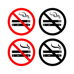 No smoking. No vaping combined sign. High resolution vector icon illustration eps file red and black. prohibition area to smoke
