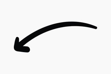 Curved black arrow pointing left illustration vector