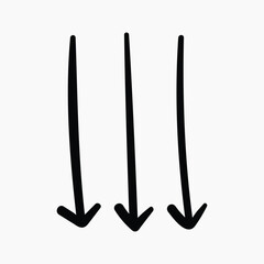 Three black arrows pointing down illustration vector