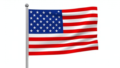 USA Flag with American Symbol, Patriotism, and White.