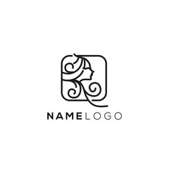 Floral swirl line logo design