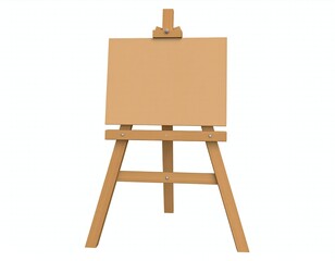 Easel isolated Blank canvas art Studio object.