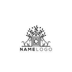 Minimalist bonsai tree nature logo
