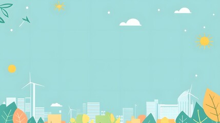 Fototapeta premium Cityscape with nature elements in pastel colors.
