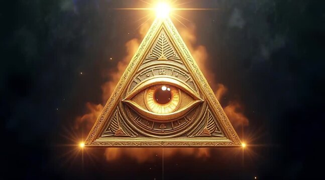 Mysterious Illuminati Symbol with Glowing Eye