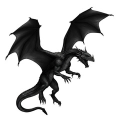 Fototapeta premium Black dragon on transparent background PNG Generative AI