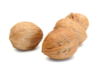 Stack Walnuts on white background