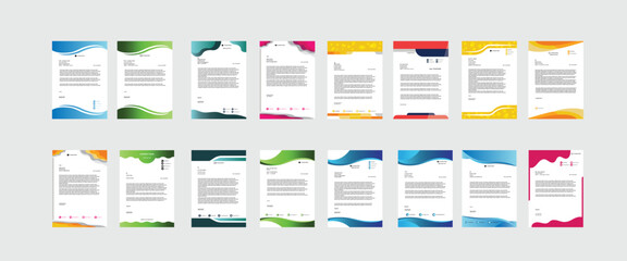 Corporate Business Letterhead Template Design Set | Modern A4 Company Letterhead Layouts for Office, Proposal, and Stationery Use – Editable Vector EPS.