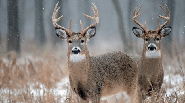 Majestic Bucks in Winter Snow - Powered by Adobe