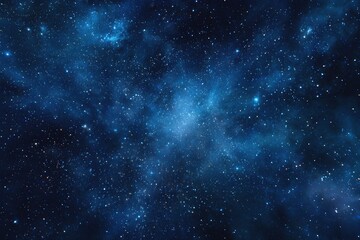 Obraz premium Starry sky background, blue night sky full of stars, glowing stars in the dark space, starry background, dark night, stars in the distance, starlight, dark background with a blue glow, night sky. 