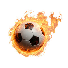 Fototapeta premium Football or soccer ball with fire tail on Transparent Background PNG Generative AI