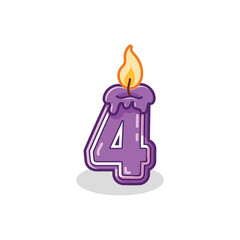 Birthday Candle Number 4 for decoration cake party illustration