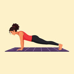 Woman Doing Plank Exercise on Mat for Fitness and Strength