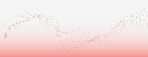A pink gradient background with a dotted wave pattern. The background is smooth and pink, creating a soft, flowing background design. Minimal abstract dotted wave, modern digital background vector