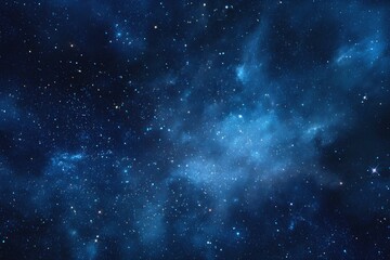 Fototapeta premium Starry sky background, blue night sky full of stars, glowing stars in the dark space, starry background, dark night, stars in the distance, starlight, dark background with a blue glow, night sky. 